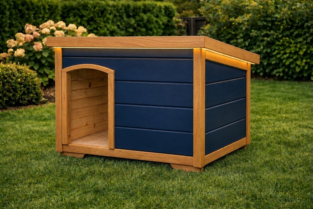 Cușcă câine Bleumarin Stejar Natural BAECO — eleganță maximă
